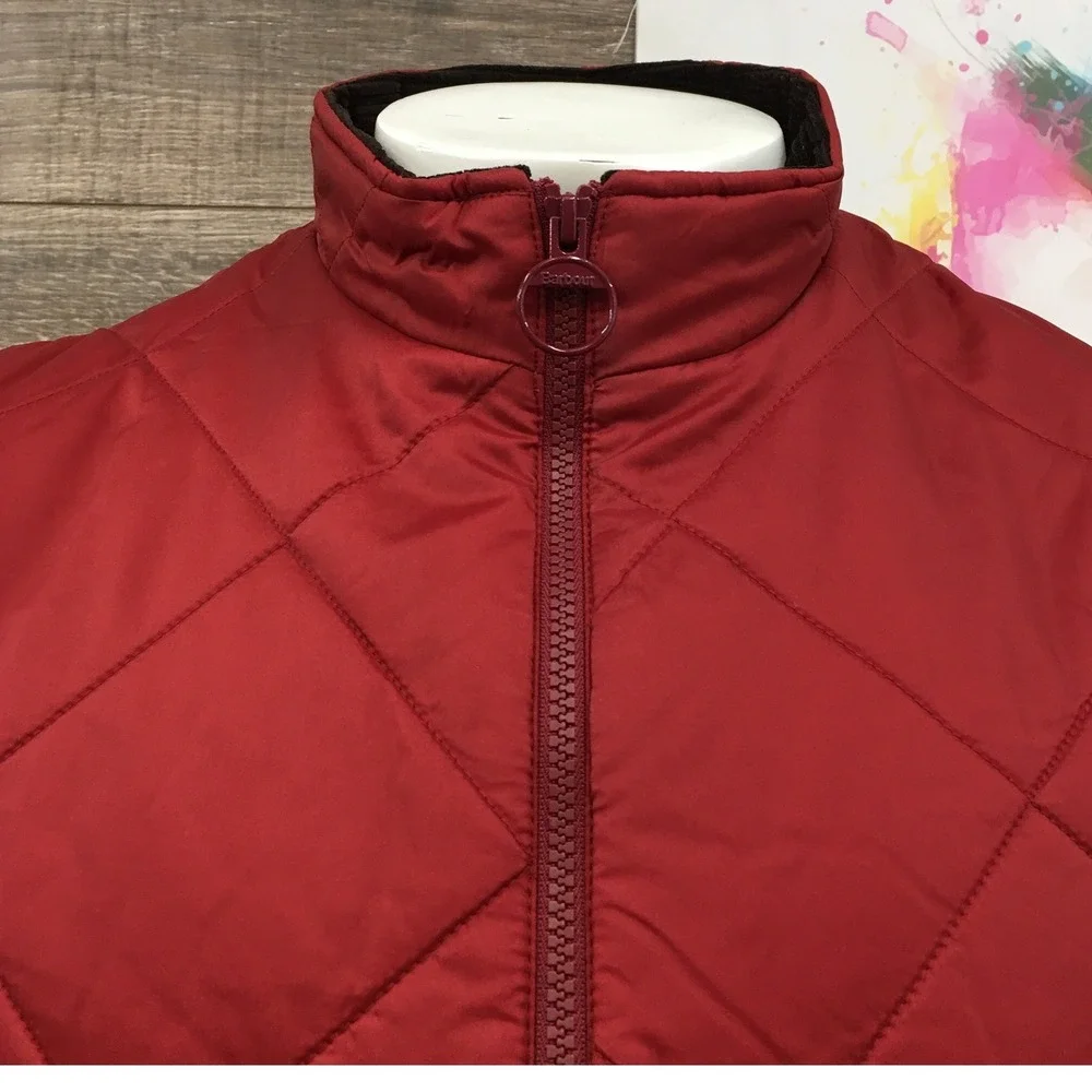 Barbour Finn Gilet Mens Medium Red Quilted Full Zip Vest Sleeveless Jacket